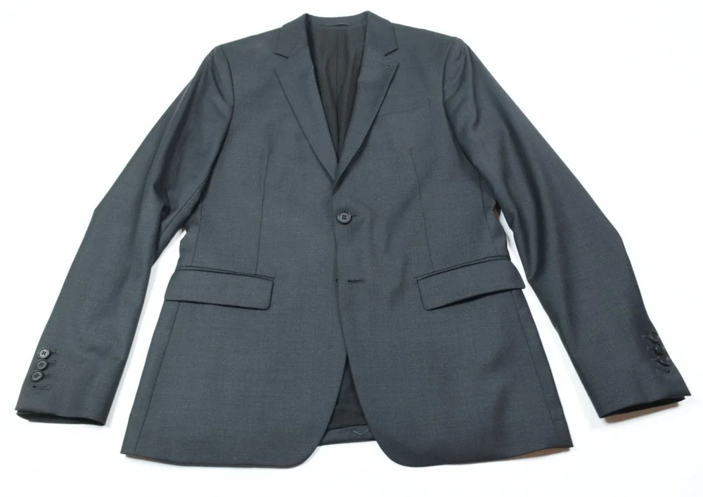 ALLSAINTS Karlsen Blazer Mens 36S Gray Two-Button 100% Wool Slim Fit